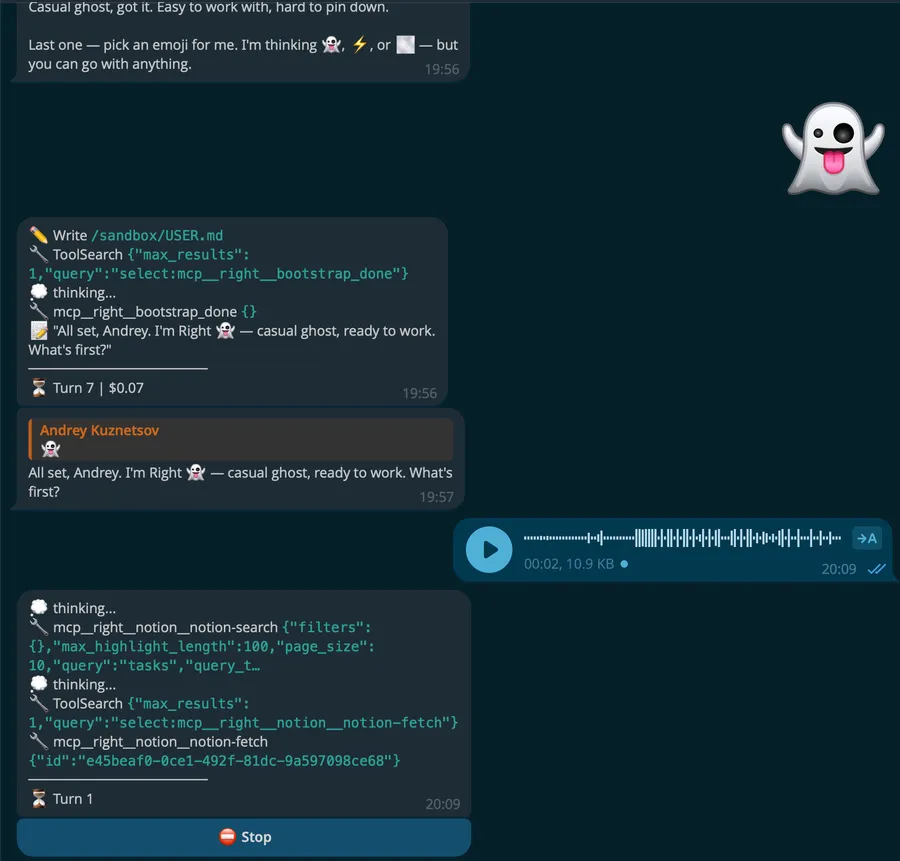 right agent in Telegram